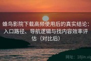 蜂鸟影院下载高频使用后的真实结论：入口路径、导航逻辑与找内容效率评估（对比后）