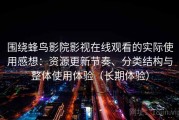 围绕蜂鸟影院影视在线观看的实际使用感想：资源更新节奏、分类结构与整体使用体验（长期体验）