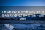 茶杯狐foxcup 官网完整体验记录：资源失效时的替代方案体验记录（长期体验）