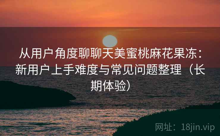 从用户角度聊聊天美蜜桃麻花果冻：新用户上手难度与常见问题整理（长期体验）